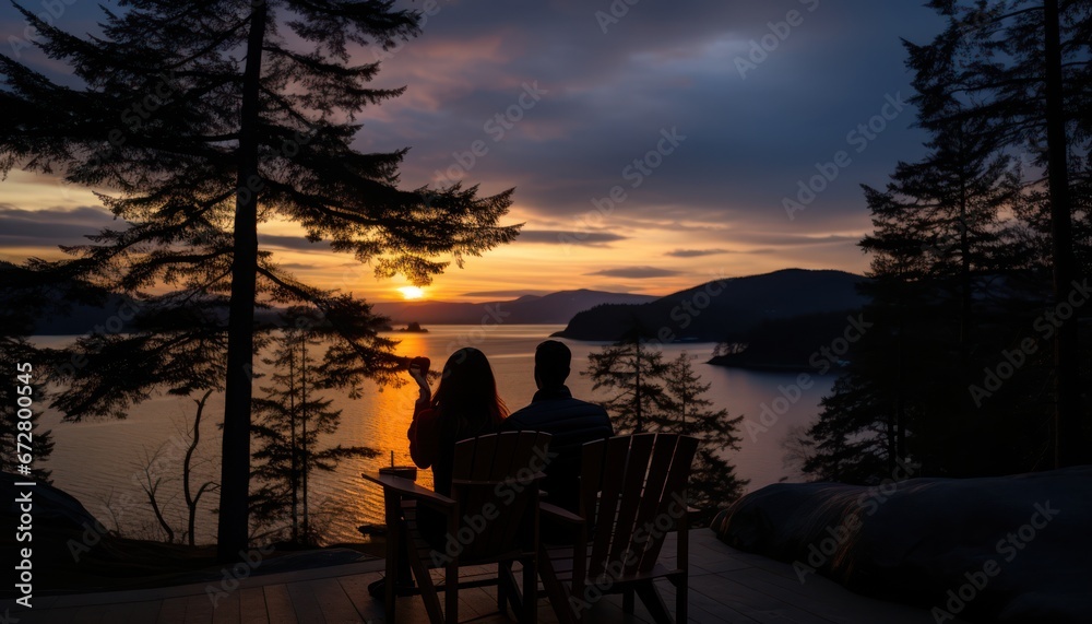 Photo of Two People Enjoying a Serene Sunset Together
