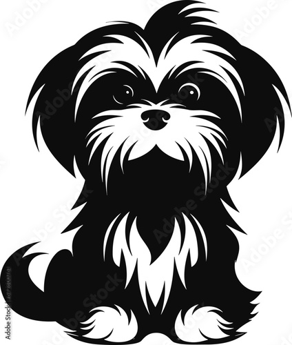 silhouette character shih tzu dog cute logo.