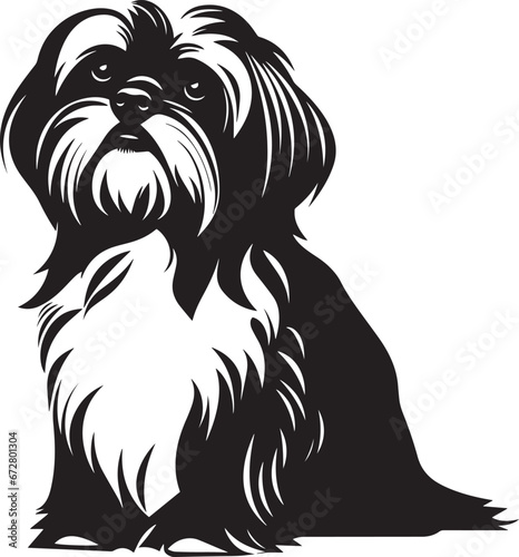 silhouette character shih tzu dog cute logo.