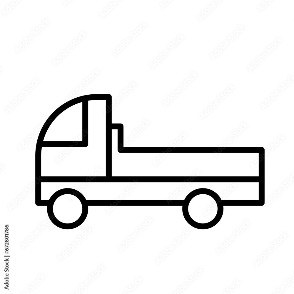 Pickup Car Icon and Illustration in Line Style Pickup Car Icon and Illustration in Line Style
