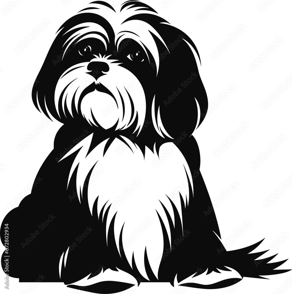 silhouette character shih tzu dog,cute logo.
