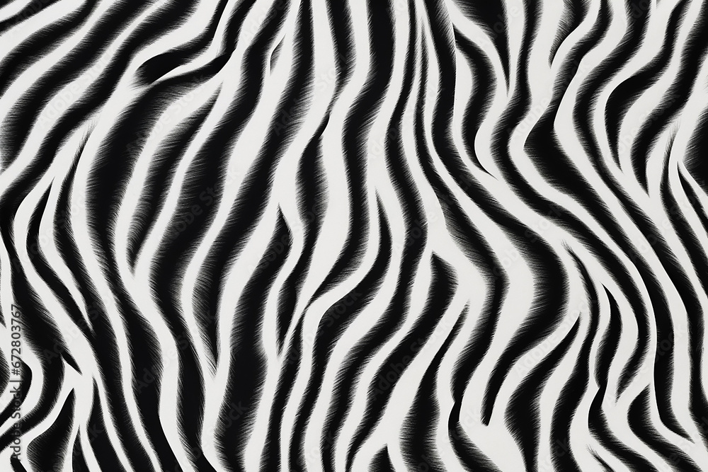 The simple black and white striped pattern of a zebra texture fur illustration background. Generative AI. The simple black and white striped pattern of a zebra texture fur illustration background. Generative AI.