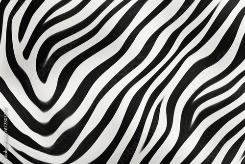 The simple black and white striped pattern of a zebra texture fur illustration background. Generative AI.