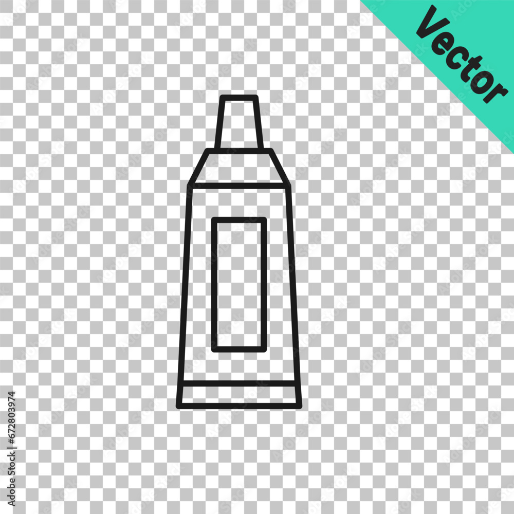 Black line Tube with paint palette icon isolated on transparent background. Vector Black line Tube with paint palette icon isolated on transparent background. Vector