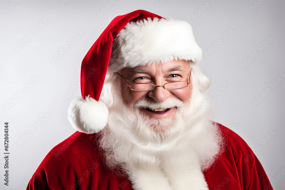 Santa Claus in white studio background. Santa Claus portrait on white isolated background. Santa Claus in white studio background. Santa Claus portrait on white isolated background.
