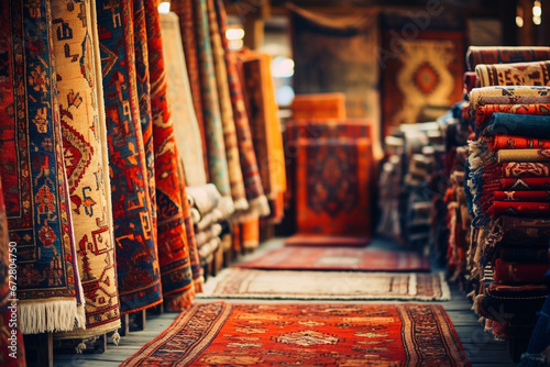 Turkish carpets at the bazaar. generative ai © Alexander Odessa 
