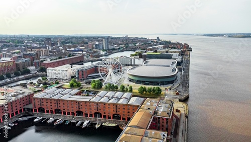 drone view of Liverpool city - Albert dock - Royal Liver Building photo