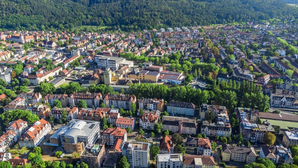 Drone view of freiburg im breisgau city in Germany