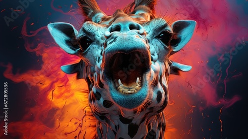 Furious Giraffe. A Majestic and Intimidating African Wildlife Encounter