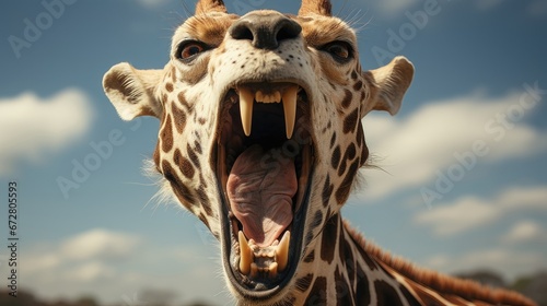 Furious Giraffe. A Majestic and Intimidating African Wildlife Encounter
