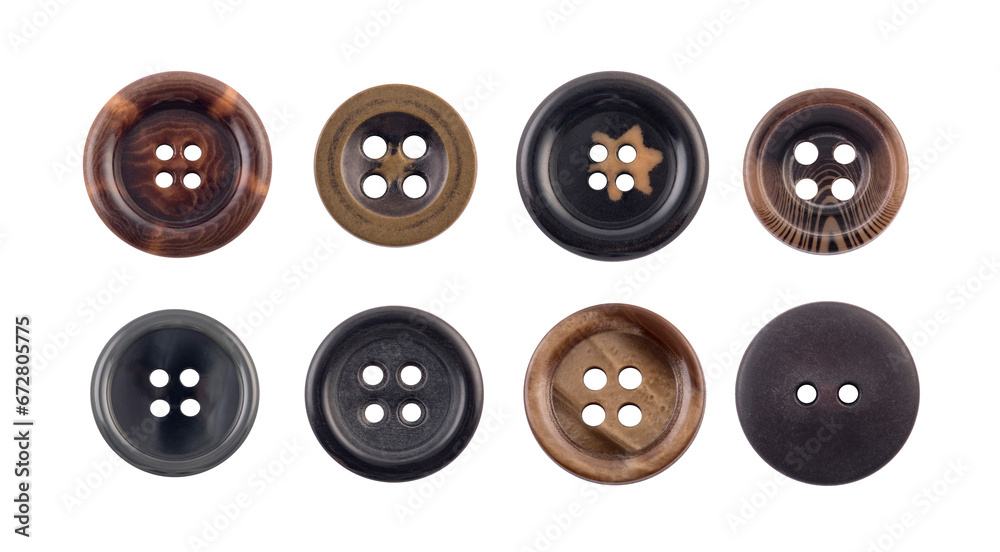 Group of various sewing clothing buttons isolated on white background - obrazy, fototapety, plakaty 