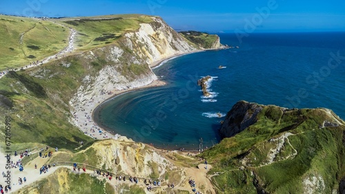 aerial view of the Handfast Point, on the Isle of Purbeck in Dorset, southern England photo