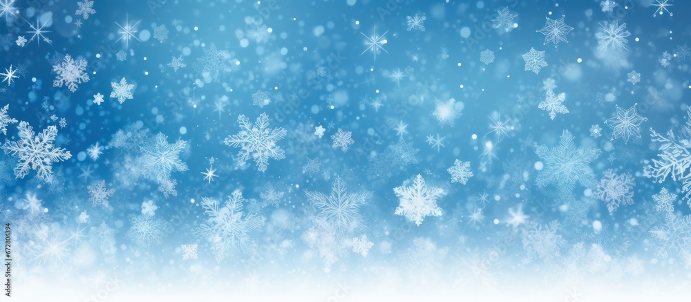 Christmas background on the white snowflakes background, copy space