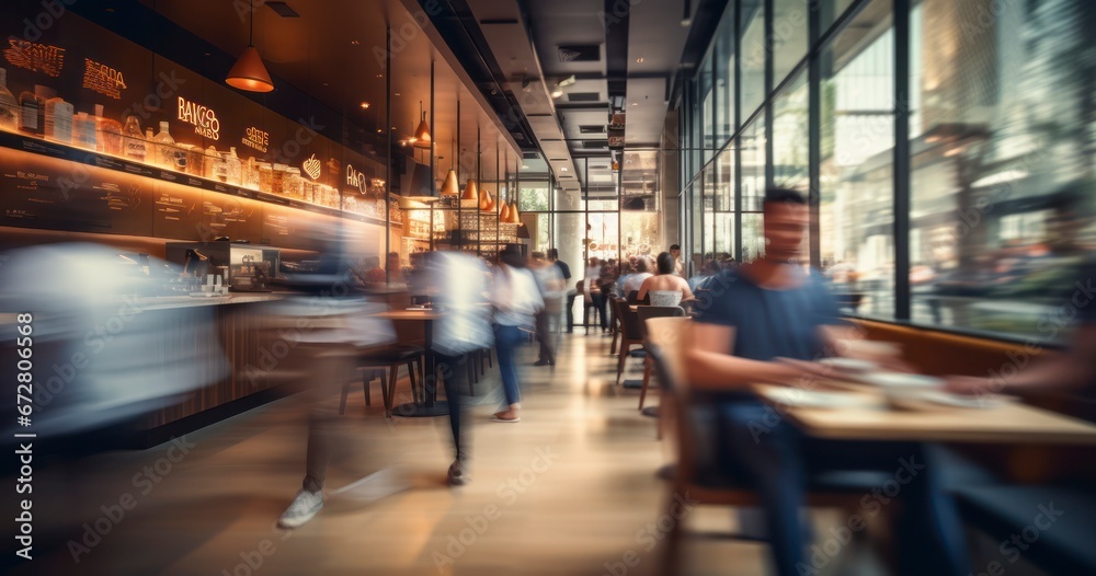 The Creamy Blur of Customers in a Café's Embrace. Generative AI