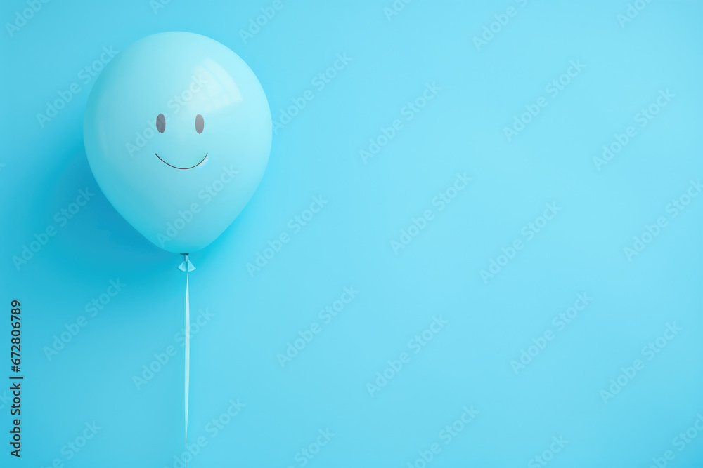 Balloon for Blue Monday on pastel background with copy space