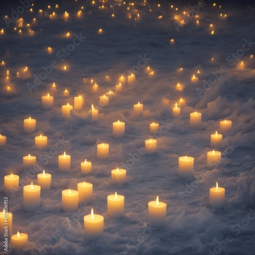 ocean of candles has been set aglow, sense of serenity and peace, inviting viewers to immerse themselves in the tranquil beauty of this candlelit spectacle. photo
