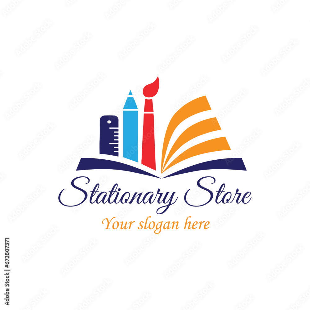 stationary shop logo design vector