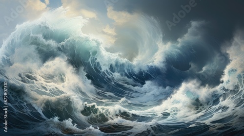 A Stormy and Turbulent Aquatic Scene. Raging Furious Ocean