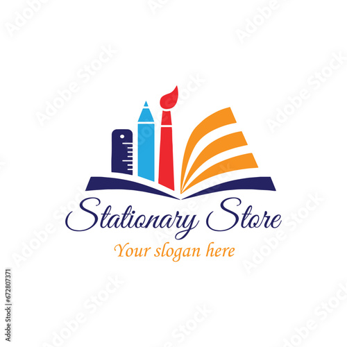 stationary shop logo design vector