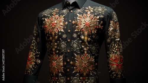 The artistry in a Christmas-themed shirt, highlighting intricate design elements. © Fahad