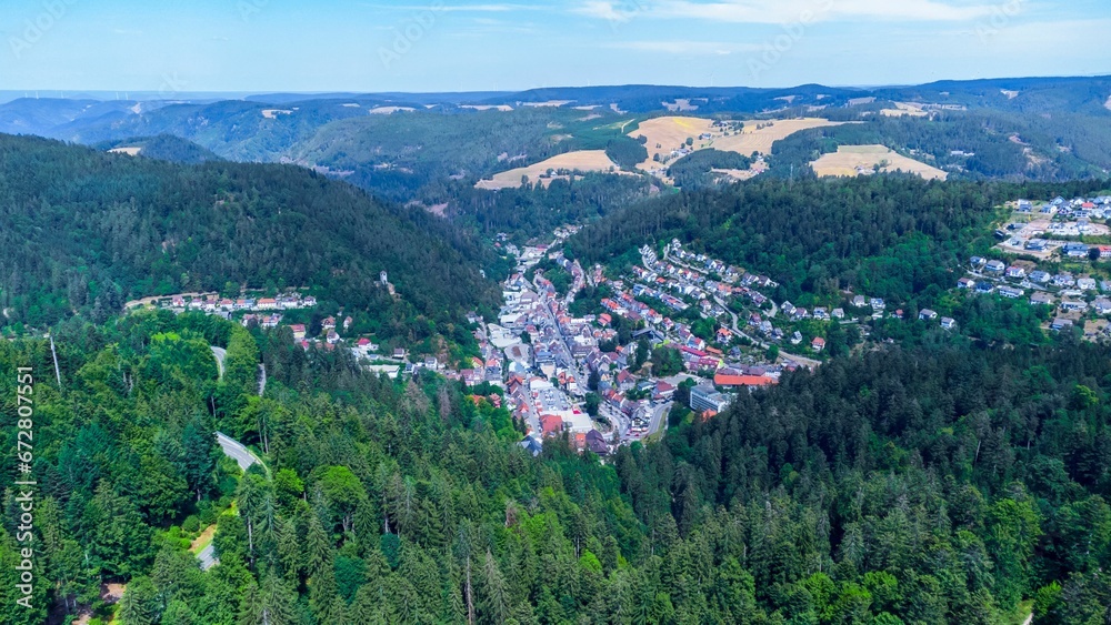View of Triberg, a city in the Black Forest region of Baden-Wurttemberg, Germany