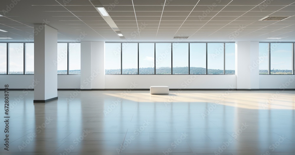 The Minimalist Business Room Aesthetic. The interior of minimalist empty room in a business building. Generative AI