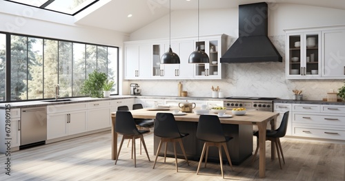 A Modern Kitchen s Harmony of White Cabinets and Marble Surfaces. Generative AI