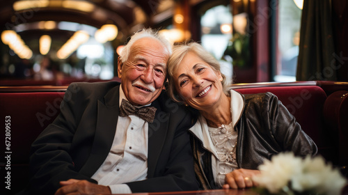 Smiling, Elderly Couple in Love, Heading to the Luxurious Casino, Just Like the First Day