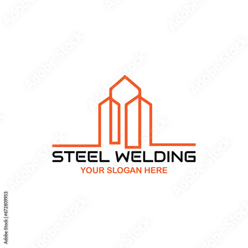 steel welding workshop logo design vector