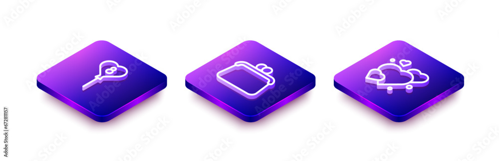 Set Isometric line Balloons with 8 March, Handbag and Heart icon. Vector Set Isometric line Balloons with 8 March, Handbag and Heart icon. Vector