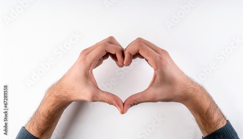 Hands making a heart shape on a white isolated background