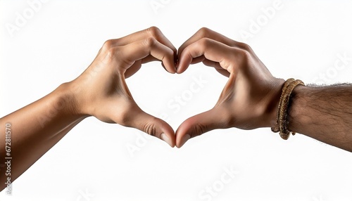 Hands making a heart shape on a white isolated background