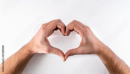 Hands making a heart shape on a white isolated background