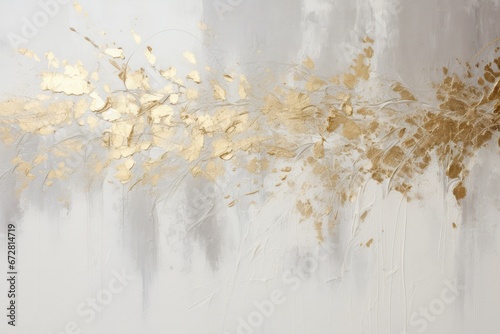 Metallic gold paint on a textured white surface background