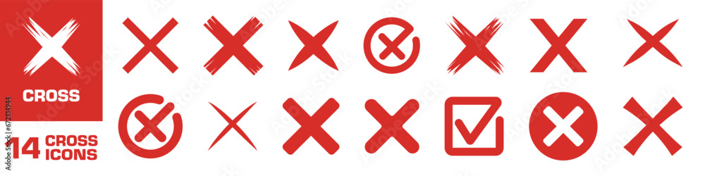 Fototapeta premium Cross rejection icon. Cross icon set.