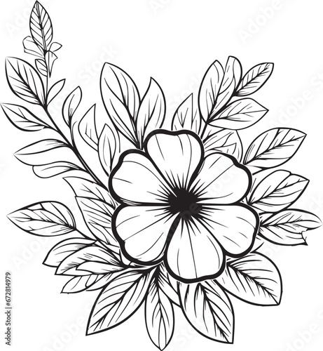 Illustration of a Periwinkle flower, vector sketch pencil art, bouquet Periwinkle flower coloring page and book, aesthetic flower cluster drawing isolated on white background clipart