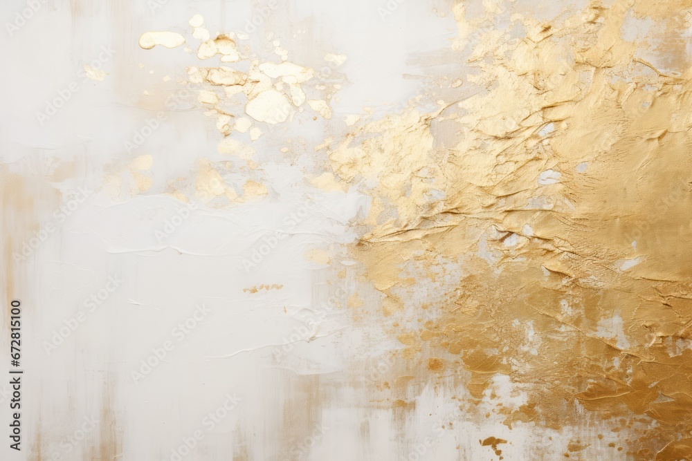Obraz premium Metallic gold paint on a textured white surface background
