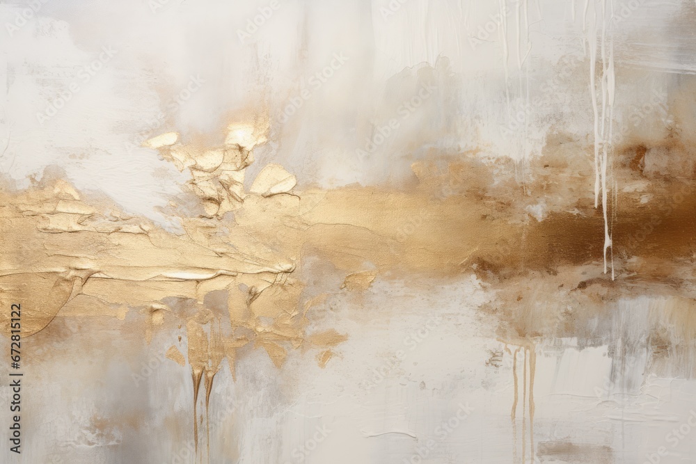 Metallic gold paint on a textured white surface background - obrazy, fototapety, plakaty 