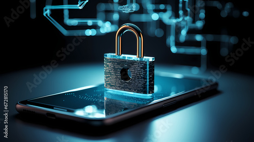 Cyber-Sicherheit und Datenschutz für Handy mit Schloss-Schutz
