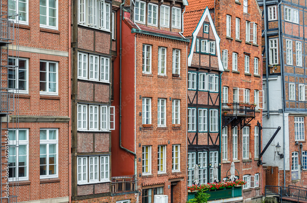 Fototapeta premium Architectural detail, facade of buildings in Hamburg, Germany