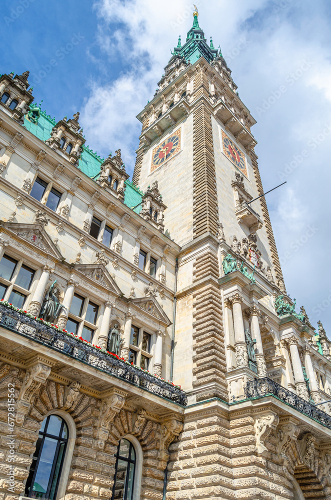 Facade of the Hamburg city hall, Germany