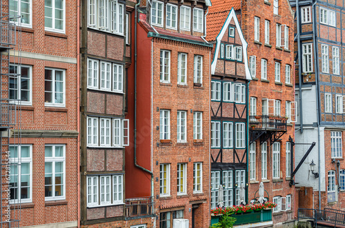 Architectural detail, facade of buildings in Hamburg, Germany