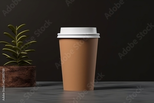 blank paper coffee of cup mockup,Ai Generative  photo