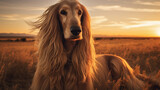 An Afghan Hound's portrait reveals the breed's dignified and aristocratic presence.