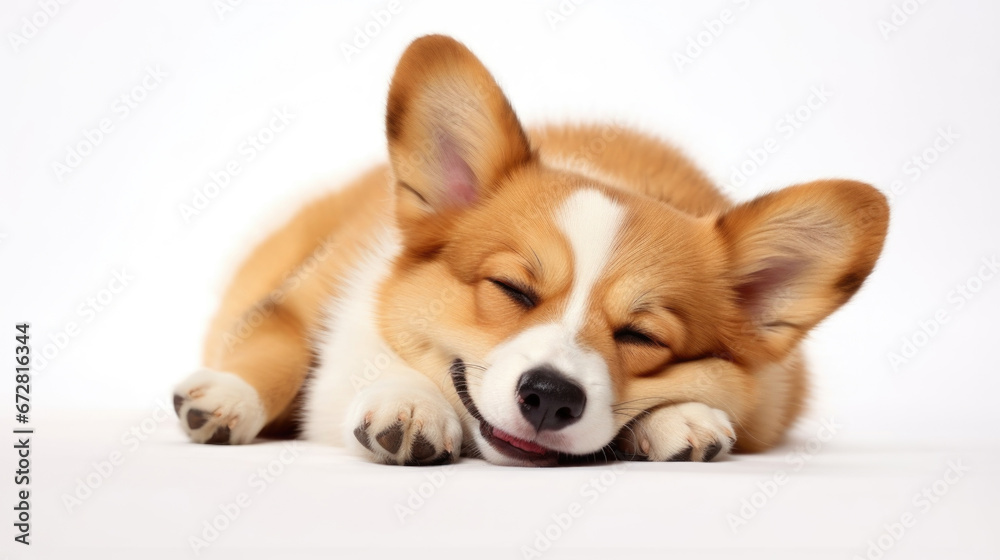 A funny Corgi with a delightful expression, isolated on a clean white surface.