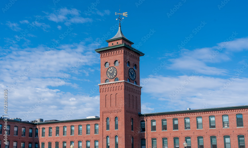 clock tower in old factory building in Nashua NH