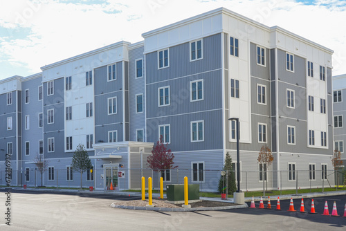 exterior view of new built rental apartment buildings