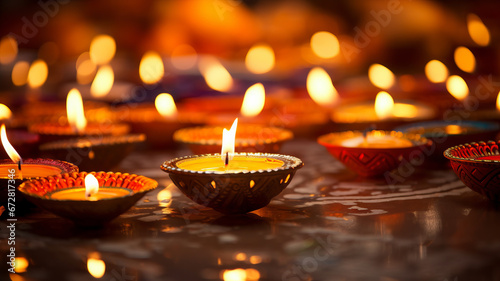 Diwali, Deepavali or Dipavali celebration, Indian festival of lights background