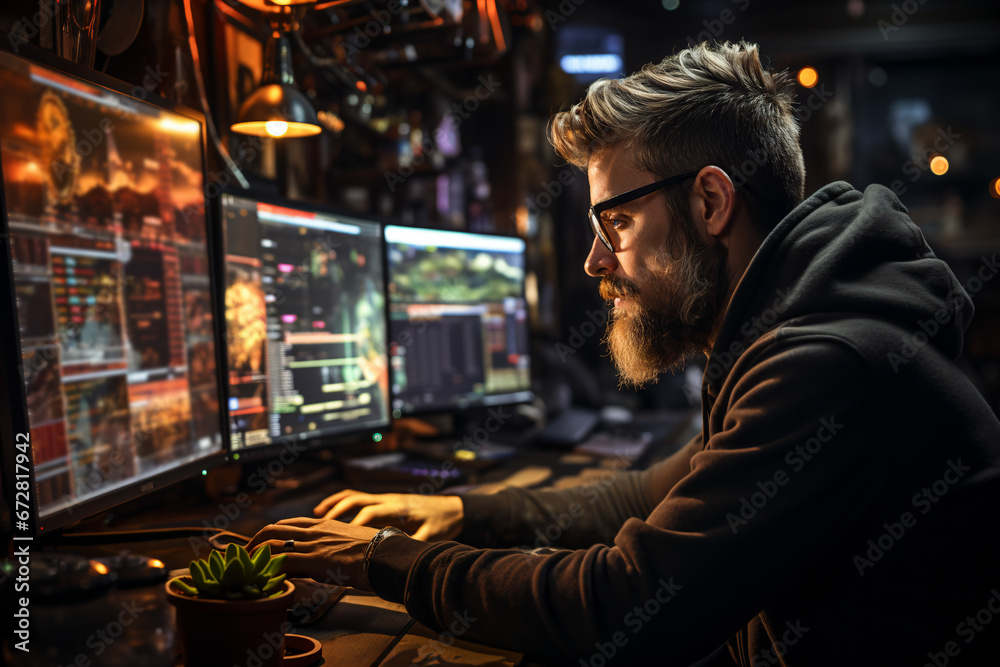 A hacker working on a computer