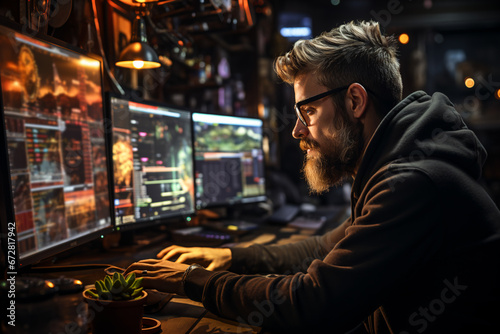 A hacker working on a computer © Martin Mohan